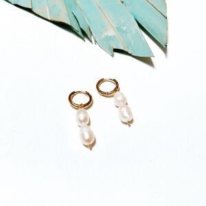 Pearl drop hoop earrings #207